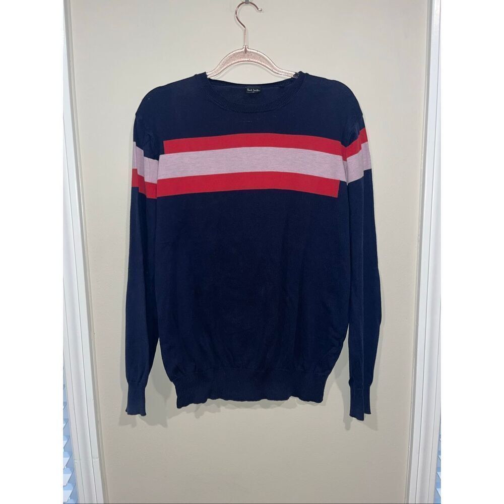 Paul Smith Cotton Lightweight Sweater Large Navy Striped